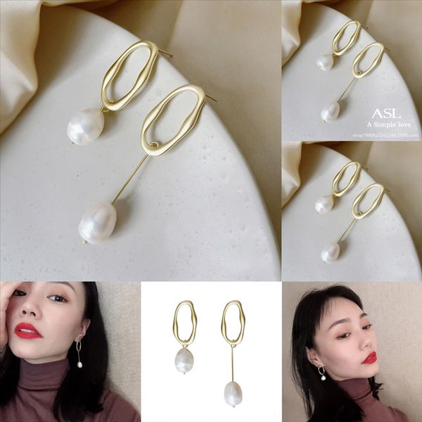 

eyme distorted snake earring hip-hop earrings female exaggerated jewelry serpentine embossed stud pearl for geometric for earring women, Golden