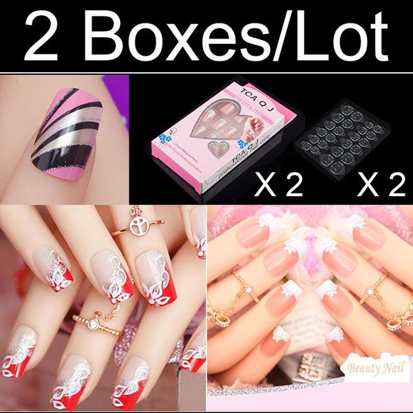 

2 boxes/lot faux nails,acrylic full cover nail tips,fake nails with designs,false nail art tips,press on nails,finger nails art, Red;gold