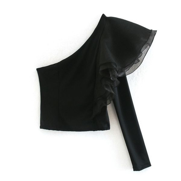 

wind fall y bottom layered decoration black women's tight lace long sleeve t-shirt, Black;gray