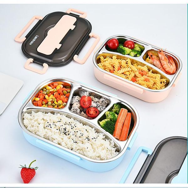

microwave 304 stainless steel lunch box compartment bento box leakproof food container kids school office portable bento box wmtoyu