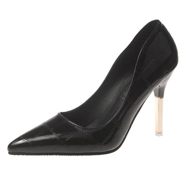 

2020 autumn new 10cm pointed black high heels women's all-around work light mouth thin single shoes women