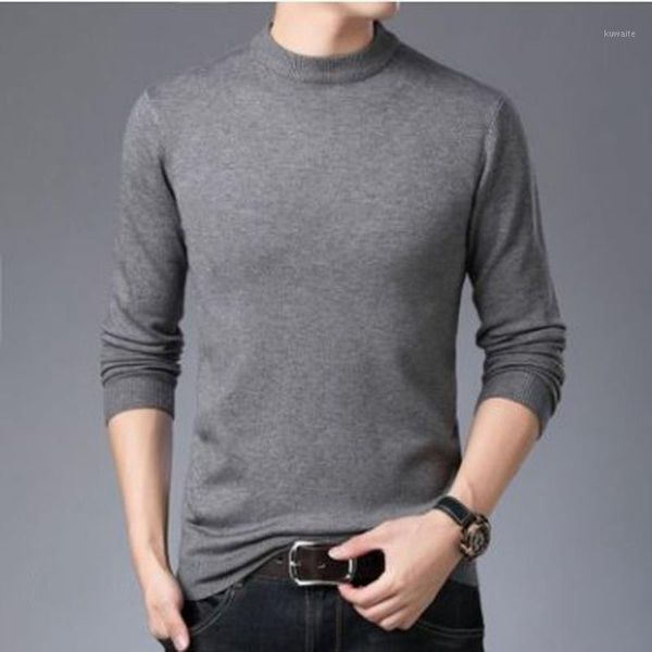 

browon autumn sweater men clothing solid color warm knit sweater long sleeved round neck pullover mens winter clothes1, White;black