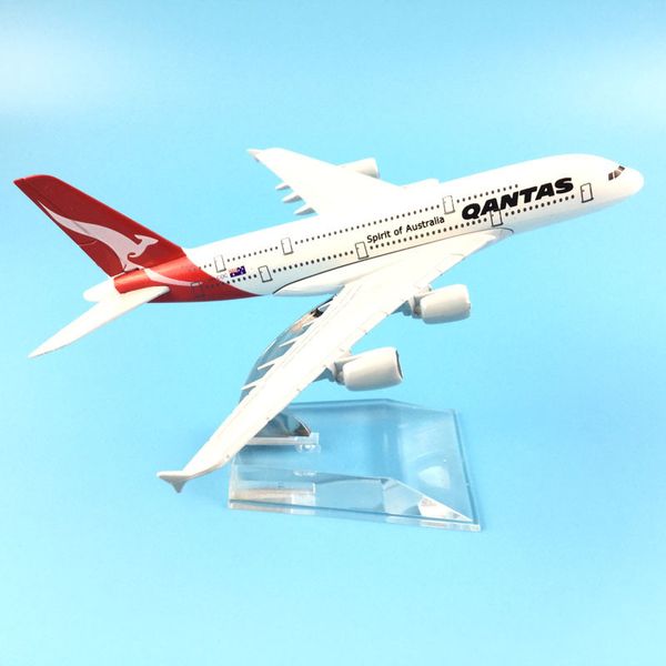 16cm Qantas Airbus A380 Modelo de Aeronaves Diecast Modelo Modelo Aviões 1: 400 Metal A380 Avião Avião Modelo de Avião Brinquedo Presente LJ200930
