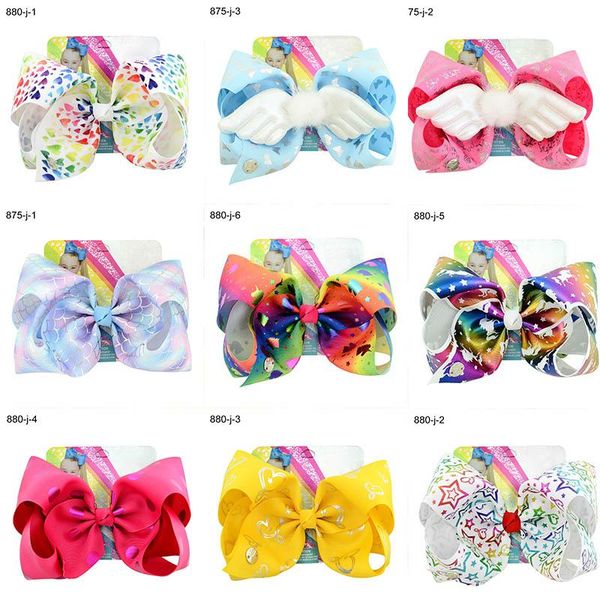 

q colorful rainbow children hairpin girls hair accessories handmade grosgrain ribbon large hair bows hair clip 8 inch h wmtrlq, Black;brown
