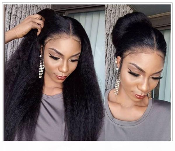 

kinky straight wig full lace human hair wigs for black women 250 density u part wig yaki full lace wig lace front wigs everbeauty, Black;brown