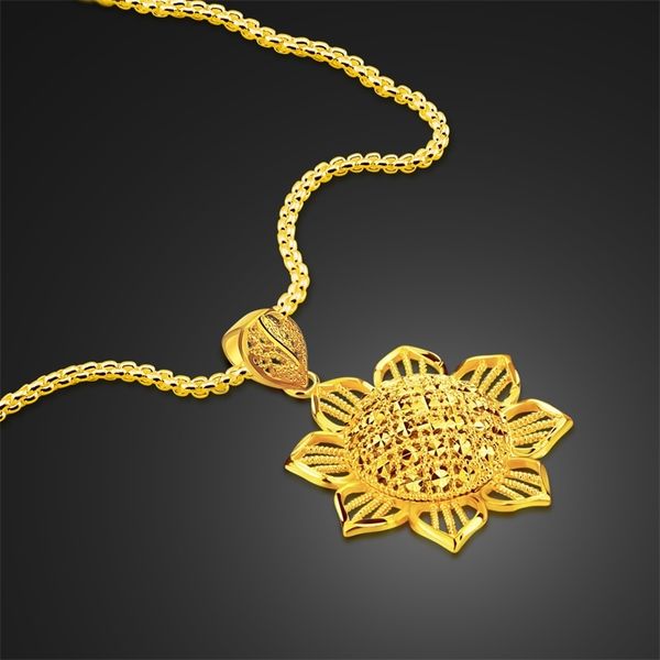 

sun flowers necklace plated 24k gold women jewelry long sweater chain luxury jewelry send holiday gifts gold necklace layered y200730, Silver