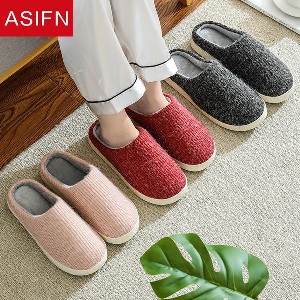 

asifn women men slippers winter plush students home ladies house boys girls soft bottom non-slip fur slippers zapatos de mujer, Black