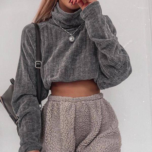 

2020 autumn and winter long-sleeved casual sweater women's style solid color turtleneck sweater women's, White;black