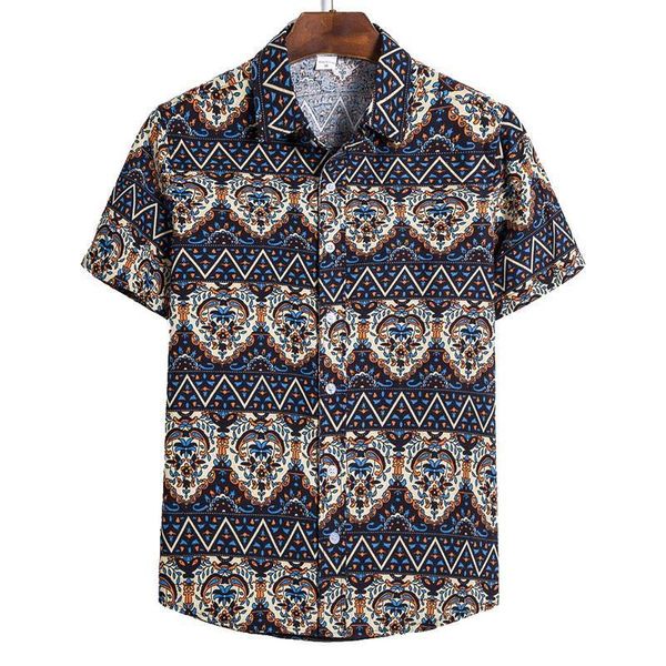 

2020 men shirts short sleeve printed casual blouse hawaiian shirt male short summer geometric plus size shirts 5xl, White;black