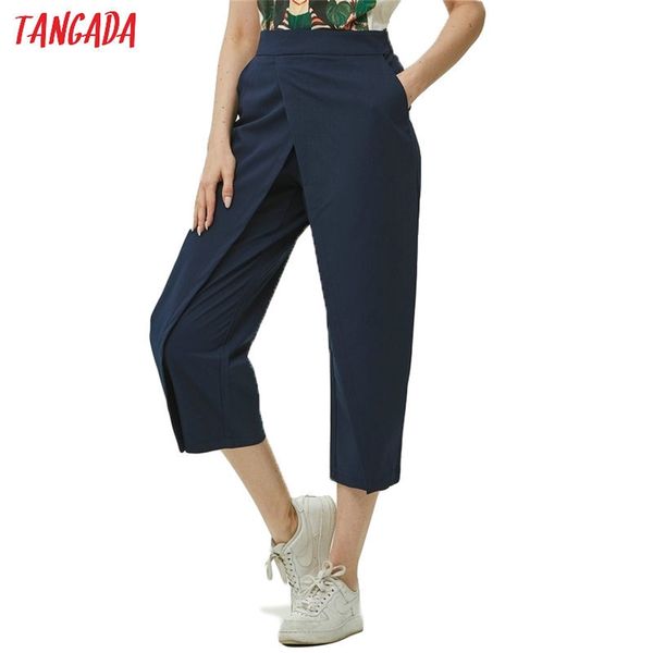 

tangada women elegant navy pants ladies casual harem pants cotton cool korean fashion trousers mujer lj200813, Black;white