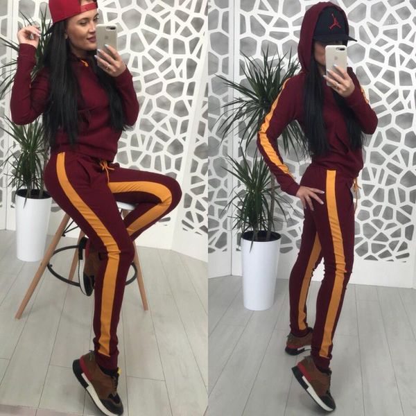 

zogaa spring 2020 casaul tracksuit women 2 piece set and pants striped patchwork zipper sweatshirt sweat suits women1, White