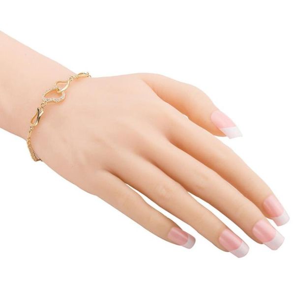 

susenstone 2020 women pretty women tin alloy wedding heart shape heart link crystal chain bracelet bangle jewelry, Black
