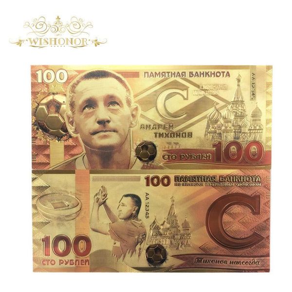 

10шт лот горячие продажи для россии spaceflight банкноты 100 рублей банкноты в 24k gold поддельный бумажные деньги для подарка jllbbo ly_bag