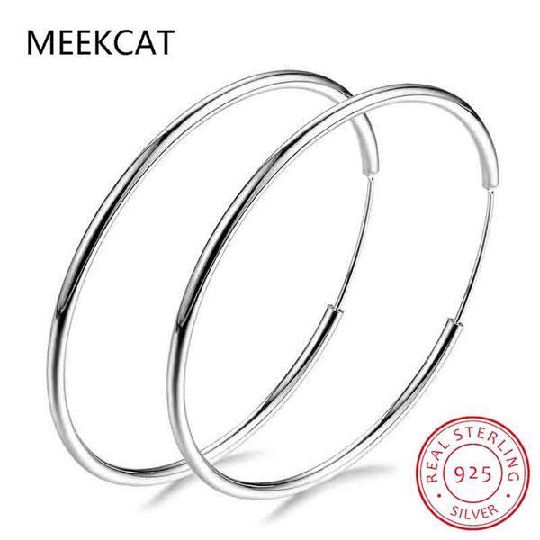 

hoop & huggie women 100% 925 sterling silver earring round circle loop gifts box packing simple earrings piercing, Golden;silver