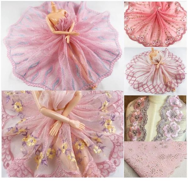 

2meters/lot pink color mesh embroidery lace trims home decoration fabric sewing apparel appliqued tr jllcel