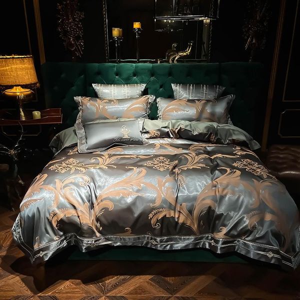 

bedding sets nordic satin jacquard set luxury duvet covers sheet pillowcase  king size 4pcs for home textiles quilt cover