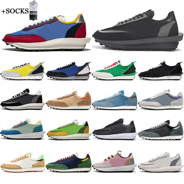 

с бесплатные носки ldv waffle sacai daybreak повседневные туфли мужские женские коренастые университетские синие нейлоновые саммит платформы, White;red