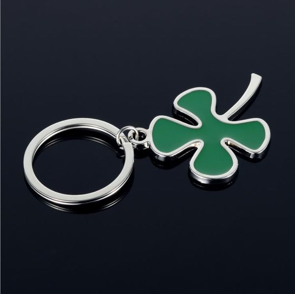 

green chain jewelry stainless keychain fashion creative beautiful four leaf clover steel lucky key chains, Silver
