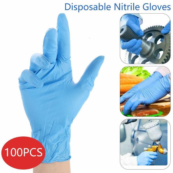 

100pcs blue nitrile glove powder disposable latex household rubber protective isolation clean spa barber salon glov