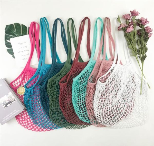

woven shopper handbag storage bags bags net reusable reusable home storage cotton tote fruit handbags shopping mesh bag string wmtvs