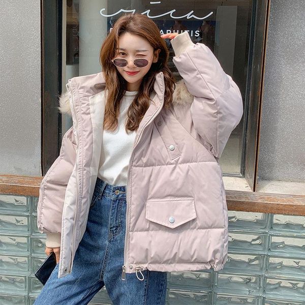 

зима новый хлопок шерстяной воротник женские parkas с длинным рукавом с капюшоном кармана кармана с капюшоном с капюшоном, Black