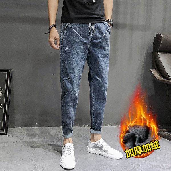 

autumn 2021 and winter new arrivals of men's brem densely lean slacks legged chaopai frete pro bono denim black 88jp, Blue