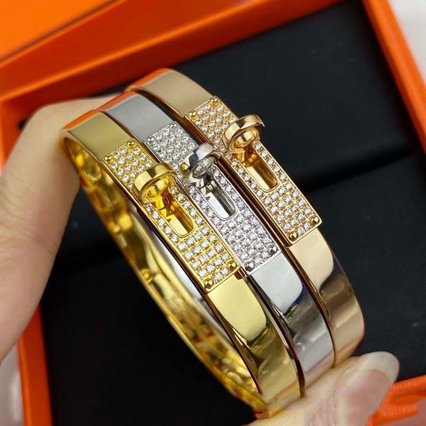 

high quatity half diamond copper bracelets designer jewelry women bracelets mens gold bracelet luxury bangle with original box, Black