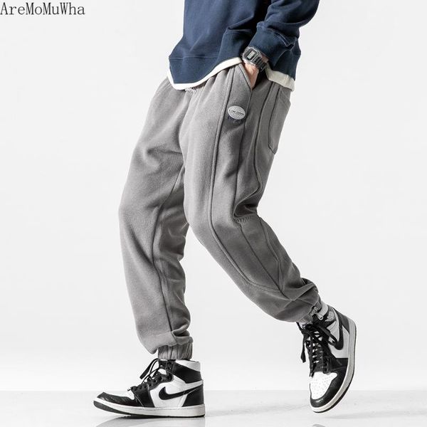 

men's pants autumn winter plus velvet thickening footwear overalls mentrendy brand sports korean version loose wild feet, Black