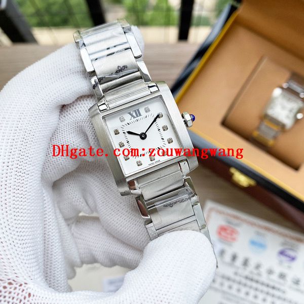 

2020 classic tank francaise quartz watches joker ladies 316l stainless steel wristwatches square womens watch 20*25mm d3140, Slivery;black