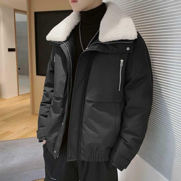 

simple men's cotton-padded jacket winter trend cotton-padded jacket large size thick coat short padded1, Black