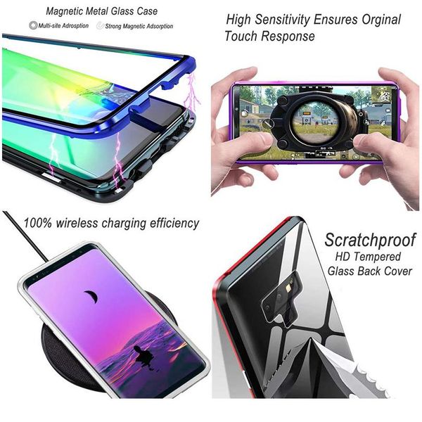 

double side glass magnetic metal case for samsung galaxy s8 s9 s10 plus s20 ultra note 9 10 a10 a50 bbyetn