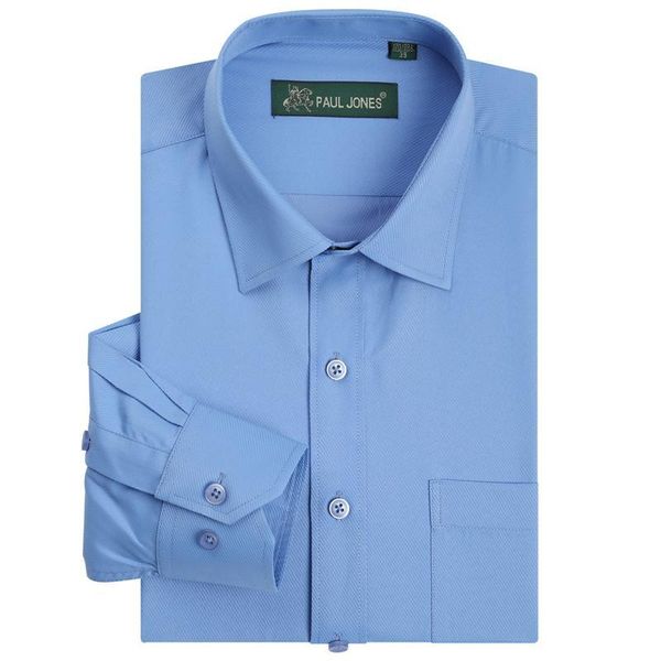 

men's dress shirts long sleeve twill basic design single chest pocket regular fit solid formal business work office shirt, White;black