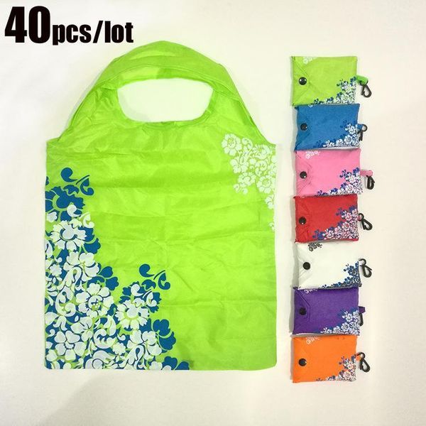 

gift wrap 40pcs/lot eco-friendly foldable shopping bag portable oxford fabric bags reusable tote bag1