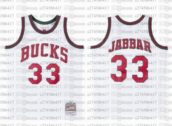 

men youth basketball milwaukee bucks 33 kareem abdul-jabbar 1971-72 white hardwoods classics retro jersey, Black;red