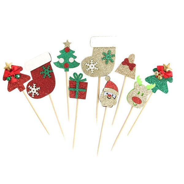 

9шт рождественские кекс топперы милые рождественские вечеринки кекс выбирает декоративные блеск торт топперы для домашней вечеринки поставки