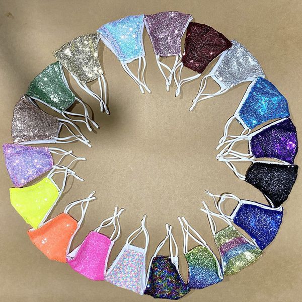 

unisexsequins cycling masks mask fashion protective bling mouth washable reusable elastic earloop party mask for k