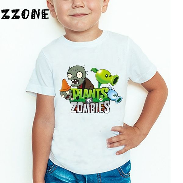 

children plants vs zombies funny t shirt kids cartoon game clothes baby girls boys casual summer ,hkp2404 y200704, Blue