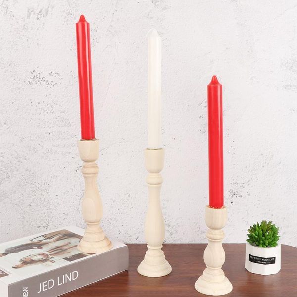 

fashion candlesticks holders retro unpainted wood classic craft candlesticks holders wedding decorations1