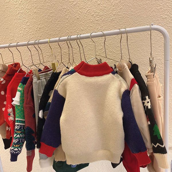 

2020 girls' christmas sweater plush thickened new autumn and winter children's foreign sle girl's pullover knitted bottomcoat, Blue