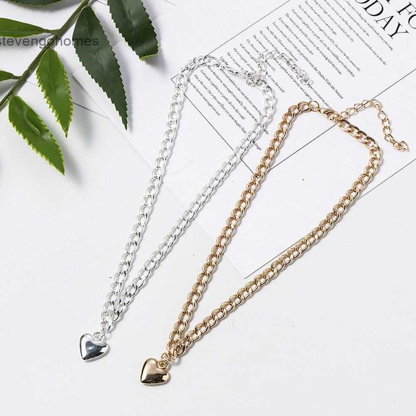

clavicle peach heart shaped chic chain pendant fashion cool love necklace, Silver