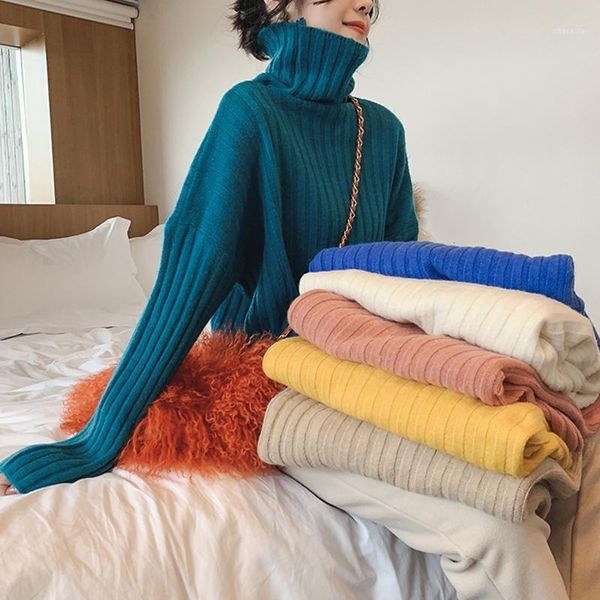 

very fairy loose solid color sweater women's pullover lazy style 2020 autumn winter fashion net red foreign air bottom sweater1, White;black