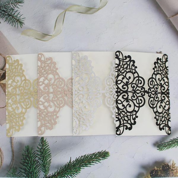 

10pcs wedding invitations double door design wedding cards for bridal shower with letter paper and envelope