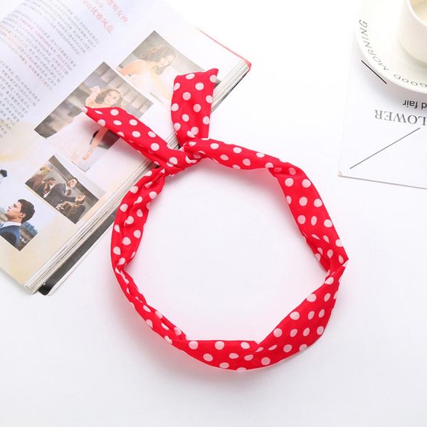 

1pc fashion cute bow rabbit bunny ear headbands for girls 2020 pink sweet polka dot wire elastic hair bands hair ribbon q sqcgar