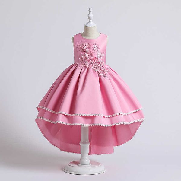 

printed 61 children's performance host dress new tail girl's dress, Red;yellow