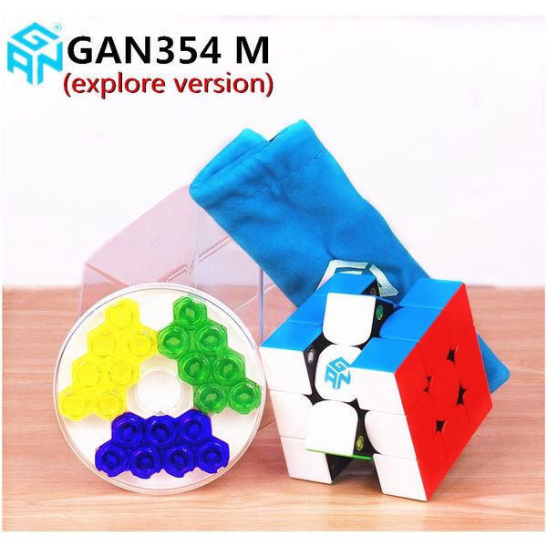 

gan354 m 3x3x3 magnetic speed magic cube stickerless gan 354 professional magnets puzzle speed gan cube educational toy for kid bbytgg bwkf, Black;red