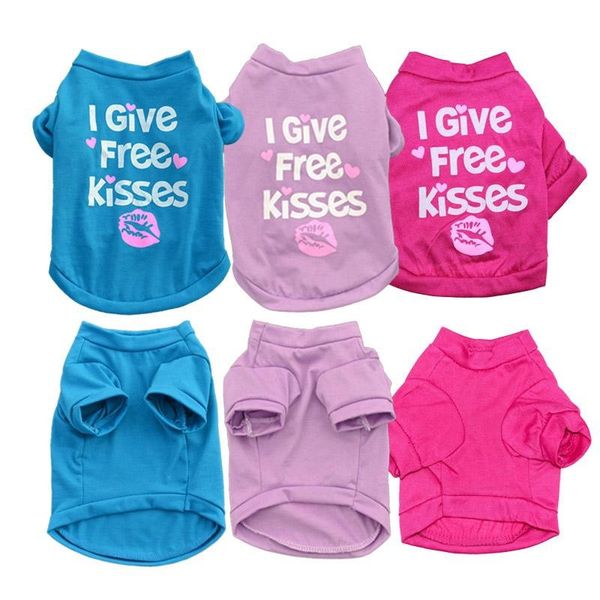 

factory pricepets coats pet cat clothes summer i give kisses style pupppy doggy t shirt vest girl dog appar