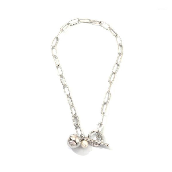 

Geometry Ball Pendant Necklace For Women Fashion Jewelry Collares Friends Accessories Aesthetics Chains Girl Suspension XL101371, Silver