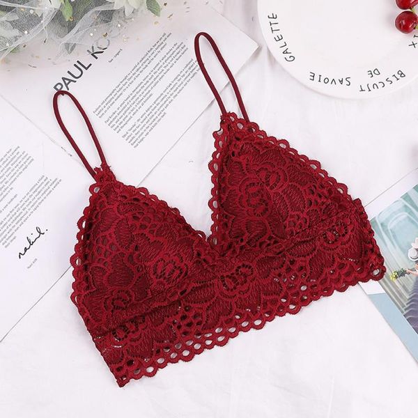 

bustiers & corsets women bras underwear simple sling style bralette seamless lace girl wireless thin soft deep v lingerie, Black;white