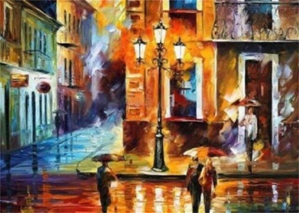 

large paris street night view home decor handpainted &hd print oil painting on canvas wall art canvas pictures , f210109