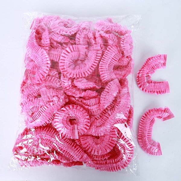 

100 pcs disposable shower cap elastic bath cap waterproof bath pink shower caps for women spa home use l and hair salon